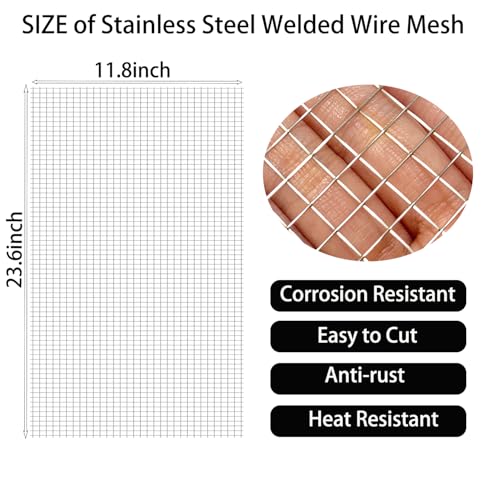 Stainless Steel Welded Wire Mesh 1/4 Inch Completely Welded Hardware Cloth - size: 12" X 24",2PACK