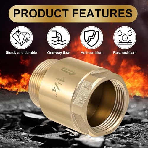 Zonon 2 Pcs 1-1/4 Inch Check Valve, One Way Spring Brass Check Valve - size: 1-1/4 Inch