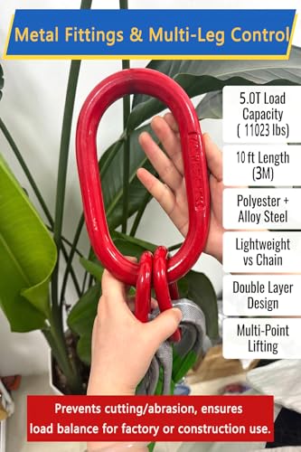 Four Leg Bridle Web Sling 10ft 11023lb Web Slings Belt Type with Hook 3.0 m 5000 kg Light Weight and Flexible Capacity Steel Sling [4leg 5.0t 3m] - size: 10ft 4leg 11023lb