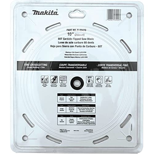 Makita D-65470 10" 80T Micro-Polished Miter Saw Blade, Fine Crosscutting