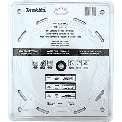 Makita D-65470 10" 80T Micro-Polished Miter Saw Blade, Fine Crosscutting