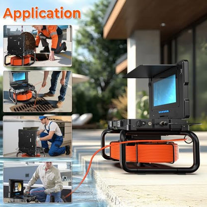 Sewer Camera 9'' HD 1080P Plumbing Snake Pipe Inspection Camera DVR，100ft/30m Industrial Borescope Snake with Meter Counter，4500mAh Battery, IP68 for Plumber & Homeowner