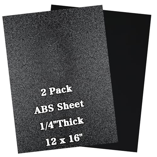 2 Pack ABS Plastic Sheet 12" x 16" x 1/4" Thick (6mm) Black Rigid Moldable Thermoplastic Board for Crafts, DIY Projects, Home Decor - Textured & Smooth Surface