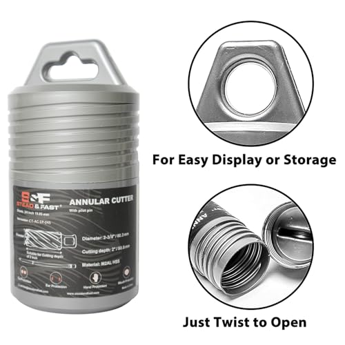 S&F STEAD & FAST Annular Cutter with Pilot Pin, 2-1/4" x 2", Mag Drill Bit - size: 2-1/4" x 2"