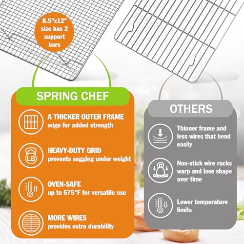 Spring Chef 8.5" x 12" Stainless Steel Cooling Rack for Baking, Set of 2 - size: 8.5"x12", style: 2 Pack