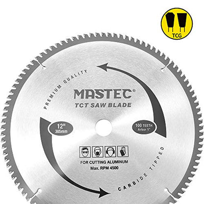 12-Inch 100 Tooth TCG for Aluminum and Non Ferrous Metals Cutting Saw Blade with 1-Inch Arbor - size: 12" 100T