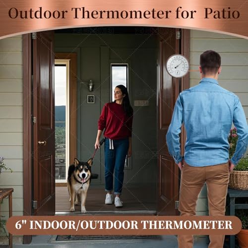 6-Inch Brass Outdoor Thermometer & Humidity Gauge, Swivel Mount