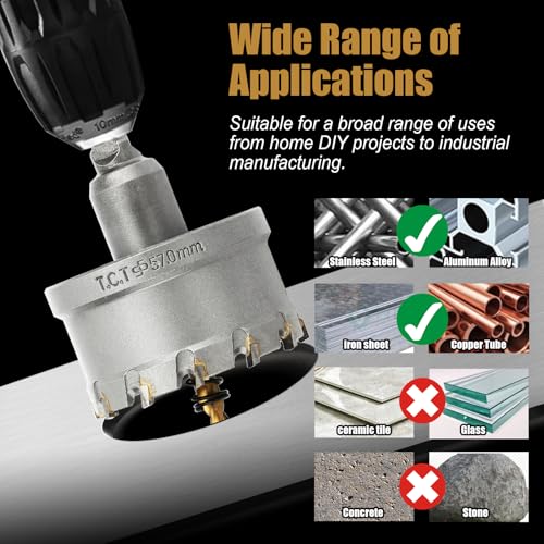 2-1/8''(54mm) TCT Hole Saw,Tungsten Carbide Hole Saw with Titanium-Plated Pilot Drill bit for Hard Metal,Alloy,Aluminum,Stainless Steel,Plastic,Iron - size: 2-1/8''(54mm) (1PCS)