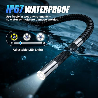 Two-Way Articulating Borescope, 210° Endoscope Camera with Light