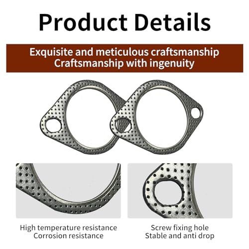 2 PCS Car Exhaust Gasket,2.15 Inch Reinforced High Temperature Gasket Exhaust Flange Gasket Car Accessories,Exhaust Flange Gasket for Most Cars Trucks - size: 2.15 In