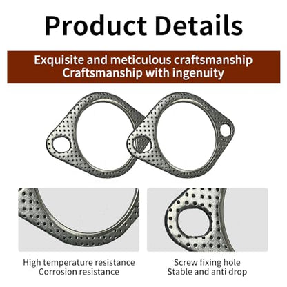 2 PCS Car Exhaust Gasket,2.75 Inch Reinforced High Temperature Gasket Exhaust Flange Gasket Car Accessories,Exhaust Flange Gasket Fits for Most Cars Trucks (2.75In) - size: 2.75In