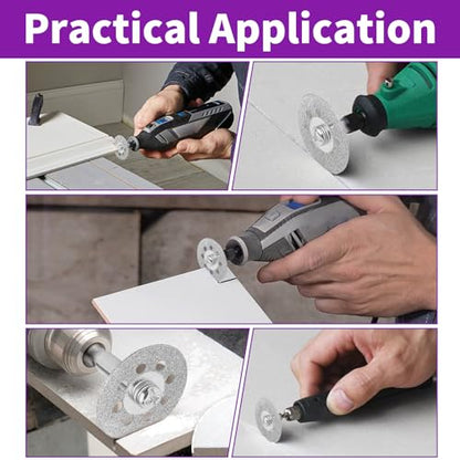 120Grit Diamond Grinding Bit Set for Dremel, Rotary Tool Grinding Cutting Wheel 1/8” Shank for Stone Glass Tile Jewelry Engraving Rock Etching Carving Metal Wood - 32Pcs - style: Style 3