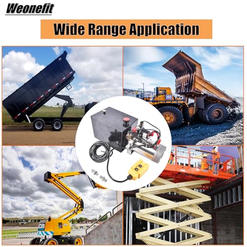 8 Quart Hydraulic Power Unit 1.6kW Power, 12V DC Double Acting Hydraulic Pump for Dump Trailer Car Lifting, Hydraulic Pump Power Unit Steel (GC01) & Aluminium Alloy with Metal Oil Reservoir - size: 8 Quart；Double Acting