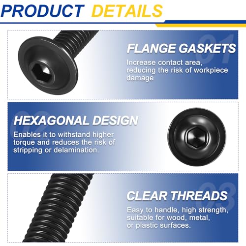 25pcs M6-1x40mm 304 SS Flanged Button Head Socket Cap Screws - size: M6-1x40