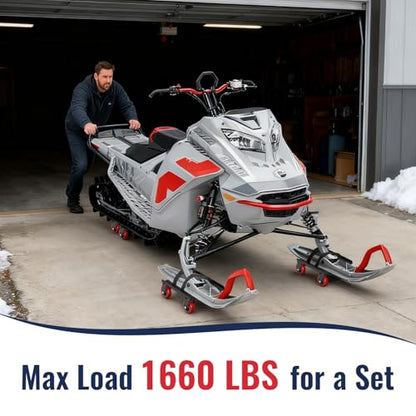 Snowmobile Dolly Heavy Duty with 3 Inch Caster Wheels V-Slide Steel Dollies