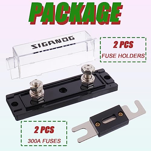 300 Amp ANL Fuse Holder 0/2/4 Gauge Fuse Block with 300A ANL Fuses for Car Audio Truck DIY (2 Pack) - size: 300 A