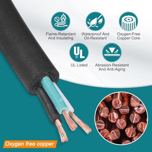 MECCANIXITY 14/3 SOOW Electrical Wire Cable 50ft 14 AWG 3 Conductor UL - size: 14AWG*50ft
