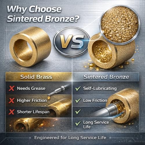 Sintered Bronze Sleeve Bearing Bushing 8mm ID x 12mm OD x 12mm L Oil-Impregnated 10pcs - size: 8*12*12mm