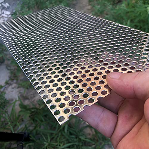 Perforated Metal Sheets-Expanded & Perforated Sheets-Perforated Stainless Steel Sheet-20GA 0.2" Hole （About 5mm） 11.8" X5.9"-Metal Mesh Sheet for Ventilation and Fume Filtration - size: Rectangle 11.8"x5.9"