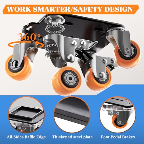 Furniture Movers with Wheels, Upgraded Guardrails for No Slips, Heavy Duty Furniture Dolly, Furniture Sliders with Wheels, Furniture Lifter Tool Included (Orange, 6.3" × 6.3" Pro Max) - size: 6.3" × 6.3" Pro Max