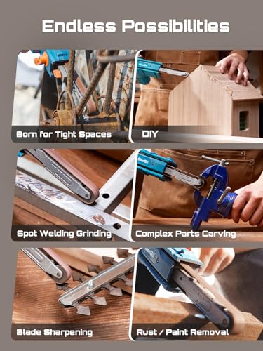 SEESII 1/2"x18" Mini Cordless Belt Sander 6-Speed 1700FT/Min 2×2Ah Battery - size: Classic Kit
