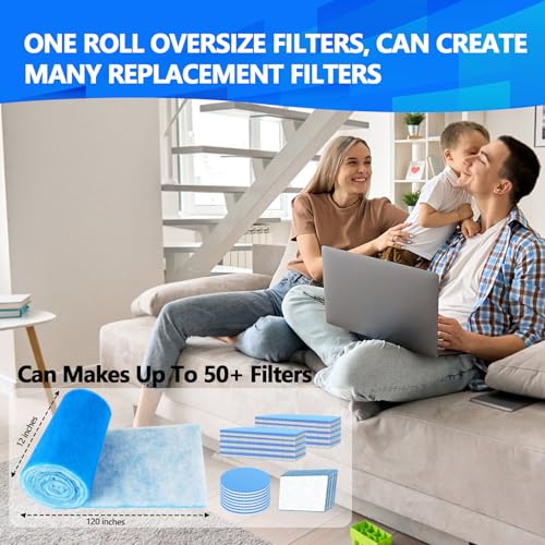 MERV 8 Air Vent Filters, 12×120 In Cut to Fit, Makes 50+ Filter - size: 12" x 120" x 0.5"