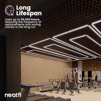 Neatfi 35,200 Lumens LED Garage Light – Ultra-Bright Shop Lighting | Easy Ceiling Installation | Auto Shops, Salons, Warehouse & Gyms (2 Rectangles with Hanging Kit, Cool White)