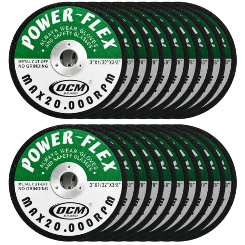 20 Pack - Cut Off Wheels 3 Inch x 1/32 Inch x 3/8 Inch Arbor - for Cutting All Steel and Ferrous Metals.