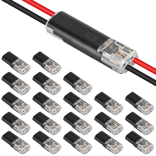 AITRIP 20PCS Double-Wire Plug-in Connector with Locking Buckle, Led Light Strip Connectors 2 Pin,for Strip Lights DIY Crafting, Led Strip Lights Connectors Low Voltage Wire Connector - color: 20PCS