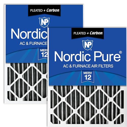 Nordic Pure 20x25x4 (19_1/2 x 24_1/2 x 3_5/8) Pleated Air Filter MERV 12 Pleated + Carbon Qty 2 - style: MERV 12 + Carbon