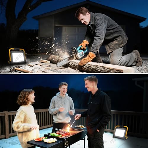 100W LED Flood Work Light 11000LM, 5000K Portable Construction Light with 16.5FT Cord & Switch, Adjustable Stand for Garage Workshop Job Site Repair, IP66 Waterproof