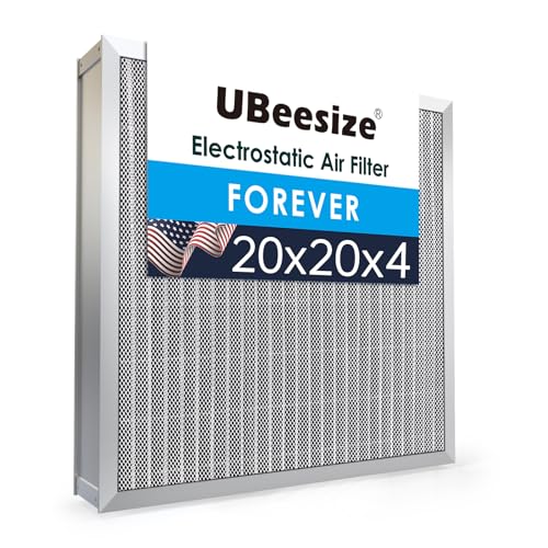 UBeesize 20x20x4 Reusable Electrostatic Air Filter HVAC AC Furnace Filter,Washable, Lasts a Lifetime,Permanent Air Filter,Breathe Fresher,Home And Office(Actual Size:19.37x19.37x3.58In) - size: 19.4" x 19.4" x 3.6"