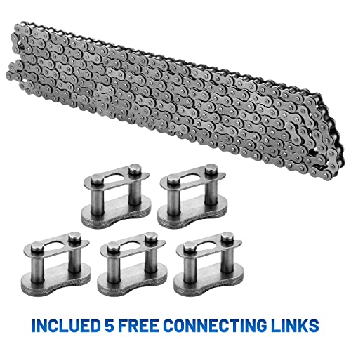 ANSI #40 Roller Chain, 10 Feet 240 Links with 5 Connecting Links, 1/2 Inch Pitch, Fits Go Karts, Mini Bikes, Scooters, Motorcycles, Bicycles, ATVs, Dirt Bikes and Industrial Machinery - size: 10 Feet, style: 240 Links