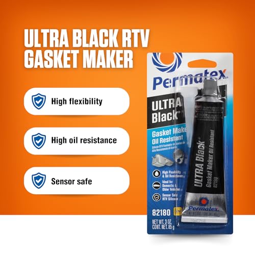 Permatex 82180 Ultra Black Maximum Oil Resistance RTV Silicone Gasket Maker, Sensor Safe and Non-Corrosive, for High Flex and Oil Resistant Applications 3 oz - size: 3 Fl. Oz., style: Ultra Black