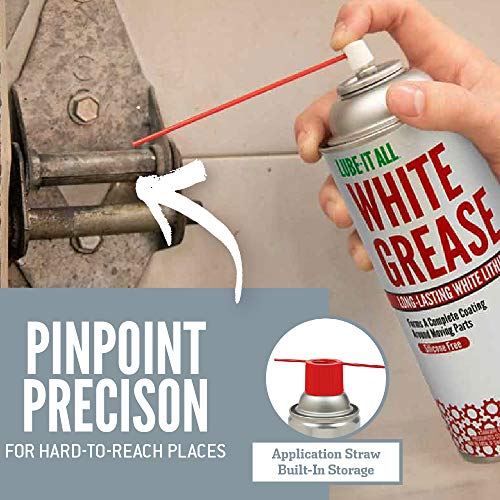 Gasoila Premium White Lithium Grease, Long-Lasting - 11 oz Aerosol - Non-Staining, High Solid Formula for Rust Protection & Squeaky Parts - Ideal for Automotive, Marine, Industrial, & Home Use