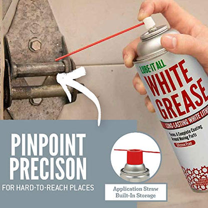 Gasoila Premium White Lithium Grease, Long-Lasting - 11 oz Aerosol - Non-Staining, High Solid Formula for Rust Protection & Squeaky Parts - Ideal for Automotive, Marine, Industrial, & Home Use