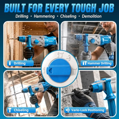 800W Rotary Hammer Drill, 1-1/8 Inch SDS-Plus Corded