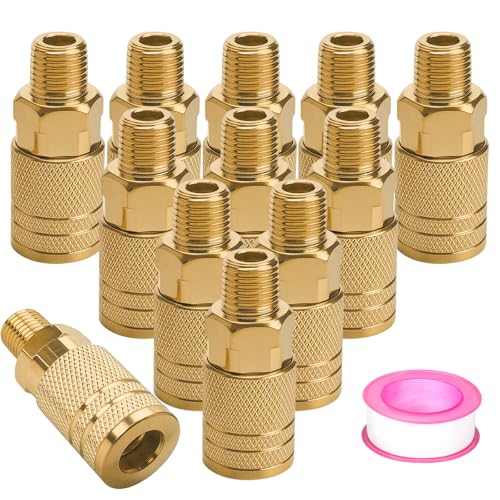 12Pcs 1/4 Inch Air Hose Fittings, 1/4'' NPT Male Industrial Couplers, 1/4-Inch Air Line Quick Connect Fittings, Air Tool Fittings for Air Compressor Hose Repair Accessories - style: 1/4" NPT Male