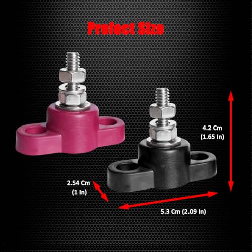 Ampper 1/4" Stud Battery Junction Post Terminal Distribution Block, 1 Pair - size: 1/4"