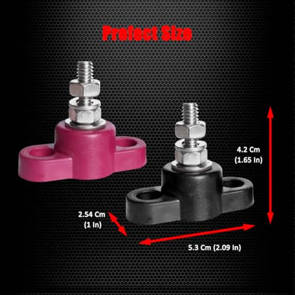 Ampper 1/4" Stud Battery Junction Post Terminal Distribution Block, 1 Pair - size: 1/4"