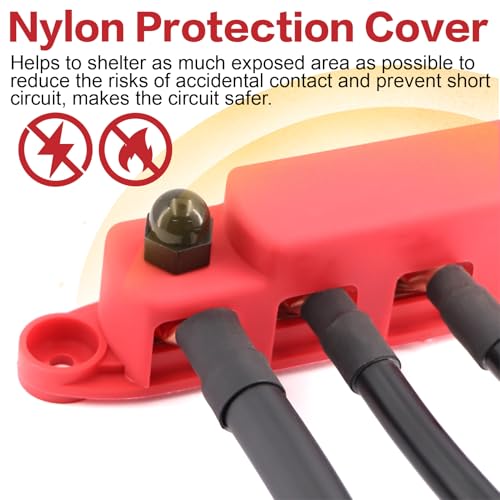 300A Bus Bar 5 Post 12V-48V Battery Terminal Power Distribution Block - color: M10(3/8")