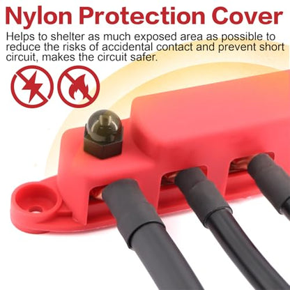 300A Bus Bar 5 Post 12V-48V Battery Terminal Power Distribution Block - color: M10(3/8")