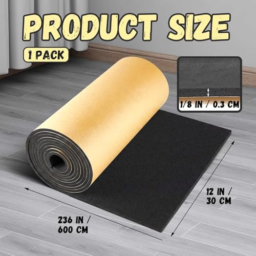 1 Pc 236 x 12 x 1/8 Inch Large Closed Cell Foam, Marine Foam Roll, Black - size: 236 x 12 x 1/8 Inch