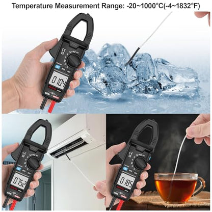 MESTEK Digital Clamp Meter Multimeter, TRMS 6000 Counts 600A Current Amp Volt Meter, Auto-Ranging Voltage Tester Measures AC DC Current Voltage Resistance Capacitance Temperature Diodes Continuity NCV