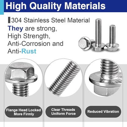 20PCS M6-1.0 x 20mm Serrated Flange Bolts, 304 Stainless Steel - color: M6 Silver, size: 20mm