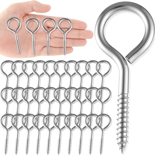50 Pcs 304 Stainless Steel Screw Eye Hooks, M5-2.6 Inch - size: M5-2.6 Inch