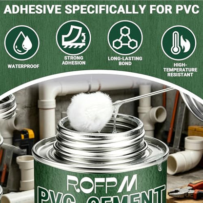 PVC Cement Pipe Glue 4.39floz, Waterproof High Strength PVC Adhesive