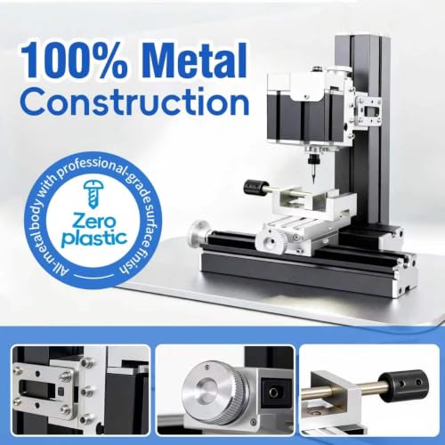 ZHRUI Electroplated Mini Metal Milling Machine 36W 20000rpm DIY Vertical Miniature Mill Lathe Machine Tools for Creative Maker Miniature Miller