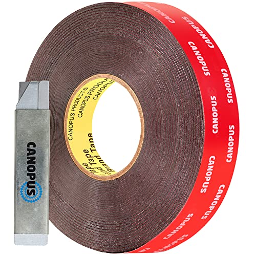 CANOPUS Double Sided Tape, 5952 Heavy Duty Mounting Tape, Strong Bond & Weatherproof Seal Strip for Automotive Mounting, Picture and Photo Frame, Poster, Craft, 1 in x 108 ft, Black, Made in USA - size: 1in x 36yd