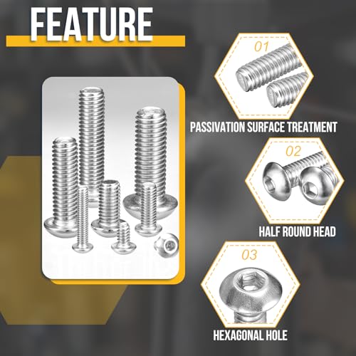 DTGN 125Pcs M3-0.5x8/12/16/20/25mm Button Head Socket Cap Screws-304 SS - size: M3-0.5x8/12/16/20/25mm